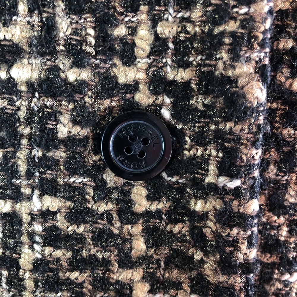 MICHAEL Michael Kors MK Size 8 Gold Tweed Wool Blend Cropped Blazer Lined - Picture 6 of 8